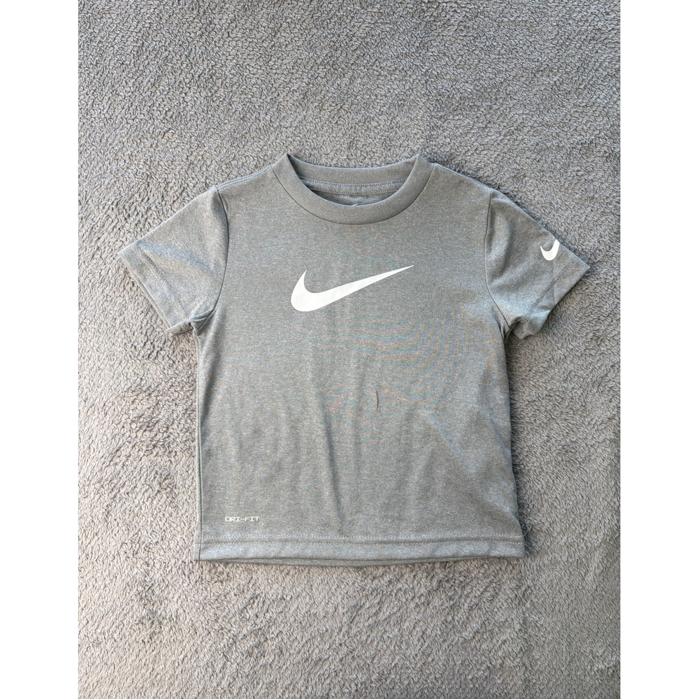 Nike Dri-Fit T-Shirt Toddler 3T Gray Short Sleeve Swoosh Logo Tee